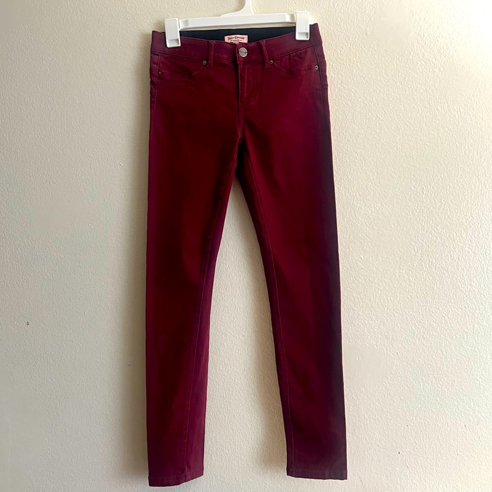 Juicy Couture Jeans Maroon Skinny Causal Vintage Small 26 Cotton Burgundy NWOT